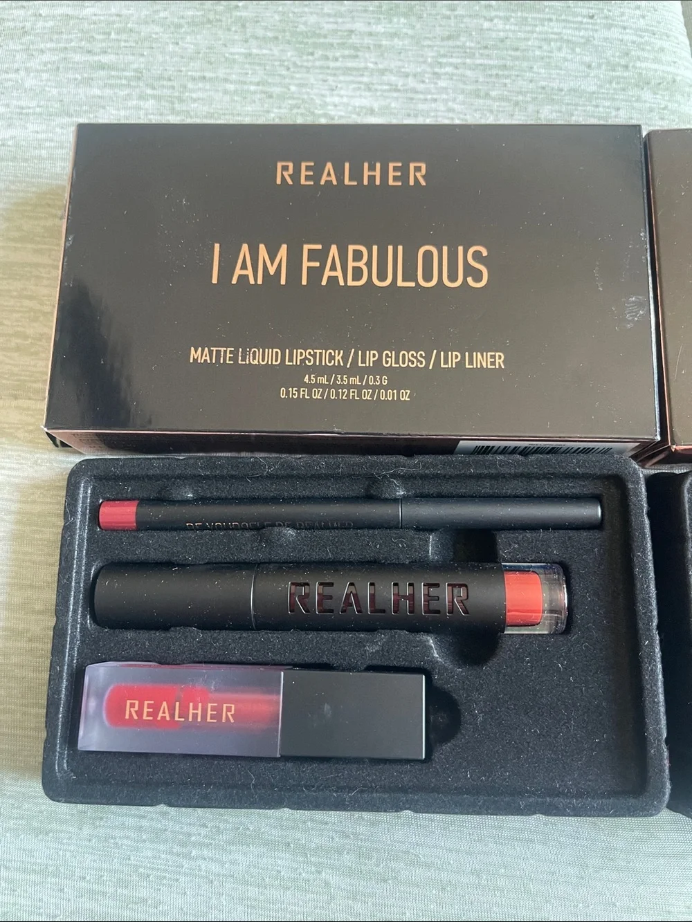 RealHer Lip Set  – Deep Red or Soft Pink Shades.$36 ea set. Or ask to bundle.